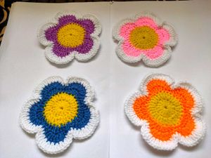 Crochet Flower Coasters (Set of 4)