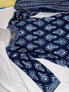 Navy Blue Printed Kurta Set with Dupatta