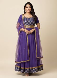 Elegant NewNet PurpleAnarkaliKurti+Dupatta -Unus