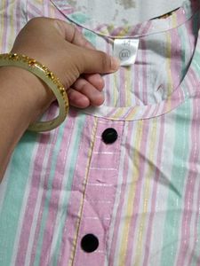 XXL Striped Kurta Set with Dupatta