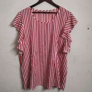 Red And White Tunic Top(Women's)