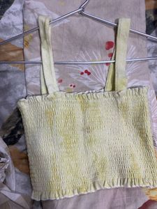 Smocked Yellow Crop Top