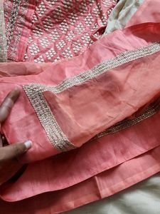 Embroidered Peach Kurta