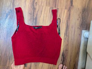 Chic Red Knit Tank Top