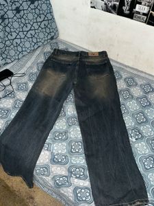 Wide Leg Washed Denim Jeans