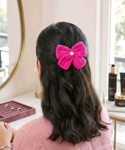 Handmade Pink 💕 Crochet Hair Bow 🎀
