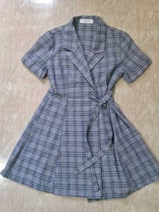 Plaid Wrap Dress with Belt