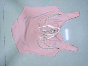 Pink Pearl Embellished Tank Top
