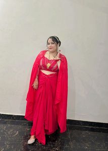 Vibrant hot pinkEmbellished indowestern dress