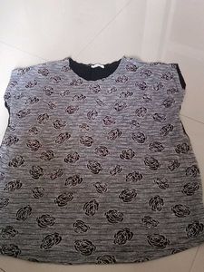 Gray Floral Print Tunic Top