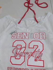 Savana jersey mesh t shirt with tie up - tag