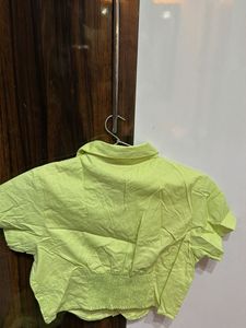 Lime Green Cropped Collared Shirt