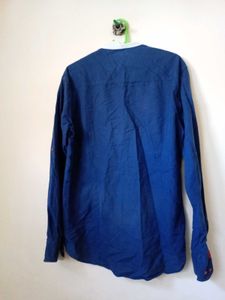 Men's Blue mandarin Collar Casual kurta Shirt