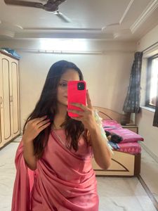 Elegant Pink Satin Saree