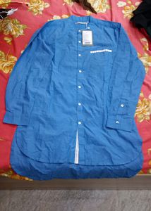 Blue Short Kurta For Men , Ode By House Of Pataudi