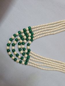 Pearl Green &amp; White Beads Jewellery Set