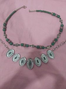 synthetic malachite necklace pair