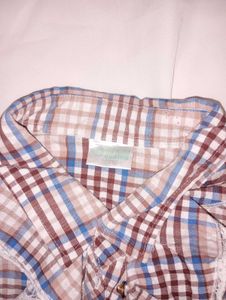 Plaid Button-Up Ruffle Top