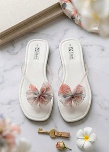 Chic Floral Bow Flip Flops