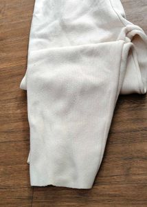 Cream Knit Pants with Button Detail