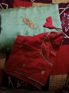 sea green saree with blouse