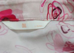 Pink Rose Floral Center-Twist Crop Shirt