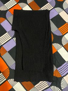 H&amp;M black crinkled wide-leg trousers