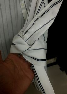 Long Shirt Or Outer White With Black Strip