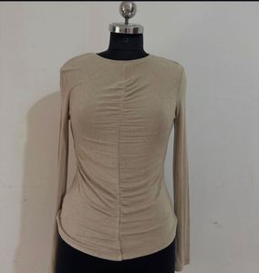 MANGO Ruched Long Sleeve Top
