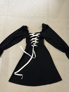 Black Off-Shoulder Puff Sleeve Dress
