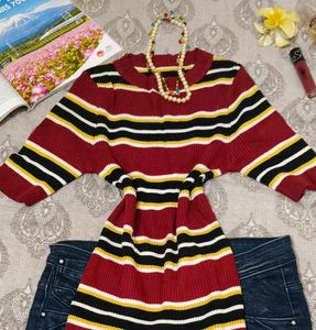 Striped Knit Sweater - Stylish and Cozy