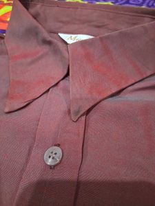 Vintage Maroon Short Sleeve Button-Up