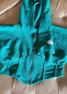 WINTER WEAR Green Textured Cropped Hoodie only