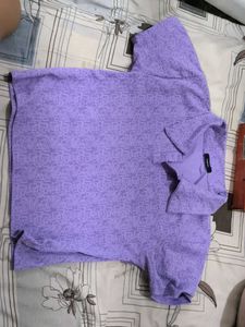 Lavender Graphic Print Collared Top