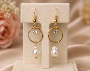 fresh water Pearl & Crystal Hoop Earrings