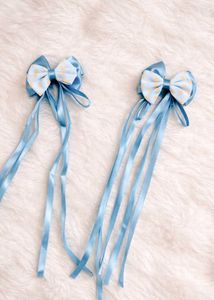 Cute Blue Polka Dot Bow Hair Clips