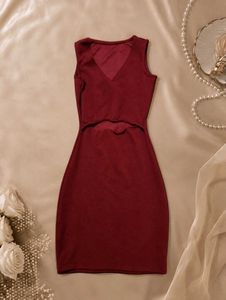 Chic Maroon Sleeveless Bodycon Dress