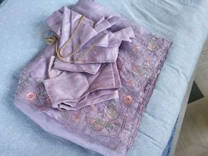 “Lavender Silk Net 🌸Jimmy ChooStyle Designer Sare