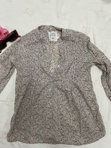 Floral Print V-Neck Long Sleeve Top
