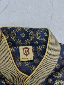 ManyavarBlue Blended Viscose Printed Jacket Size M