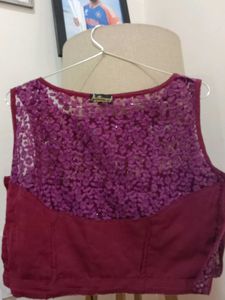 Embroidered Purple Crop Top