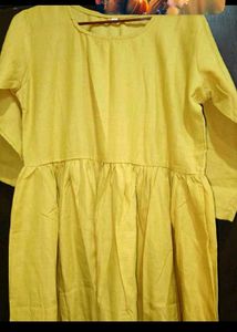 Yellow Kurta with Pink Embroidered Dupatta