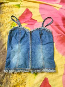 Denim Corset Crop Top