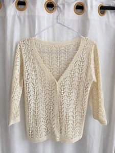 Cream Lace Knit Cardigan