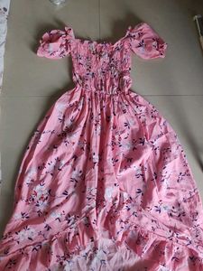 Pink Floral High-Low Dress
