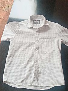 Men's White Textured Short Sleeve Shirt