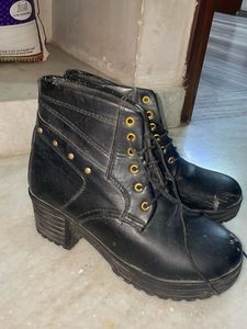 Black Lace-Up Ankle Boots