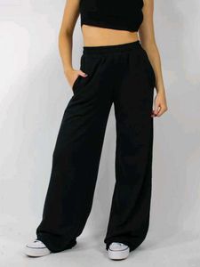 Wide Leg Black Casual Pants