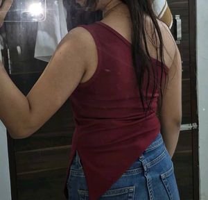 Maroon one shoulder Tunic Top
