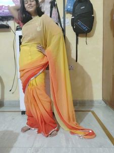 ready to wear Yellow &amp; Orange Ombre Saree